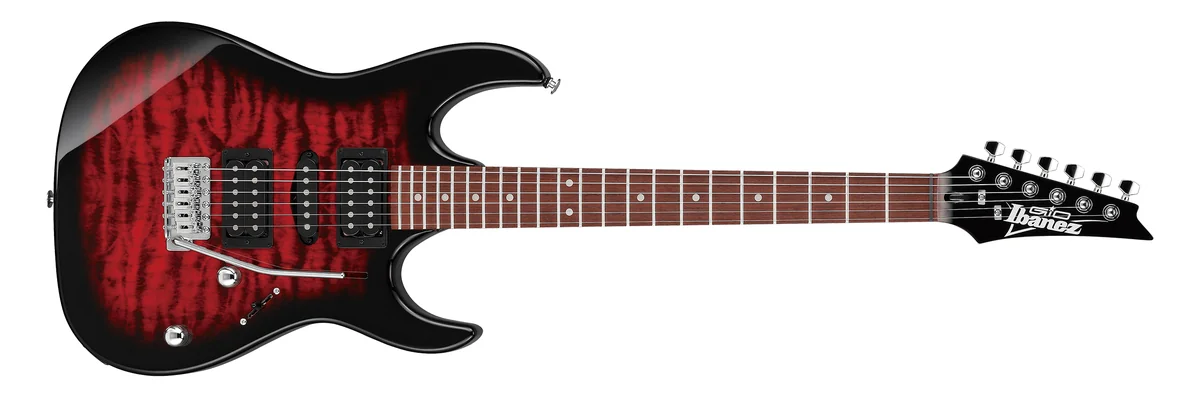 Ibanez GRX70QA Transparent Red Burst — corpo com tampo quilted art grain