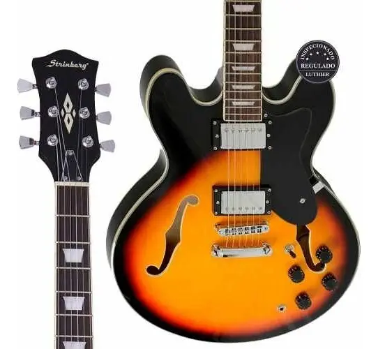 Strinberg SHS-300, headstock com logo Strinberg e selo de guitarra inspecionada por luthier — foto 2 de 5